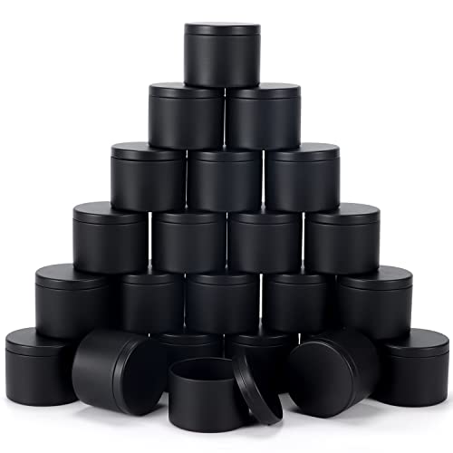 24 Pieces 4 Oz Black Candle Tins,4oz Candle Jars Candle Containers